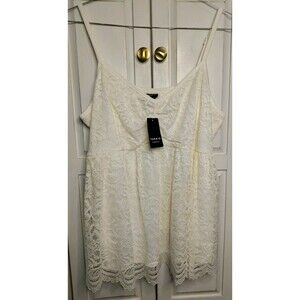 Torrid Lace Tank Cami Size 1 Ivory Babydoll V-Neck NWT Stretch Adjustable Straps